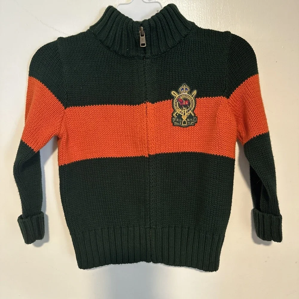 Polo Ralph Lauren Dark Green Cardigan With Zip Size 24 Months